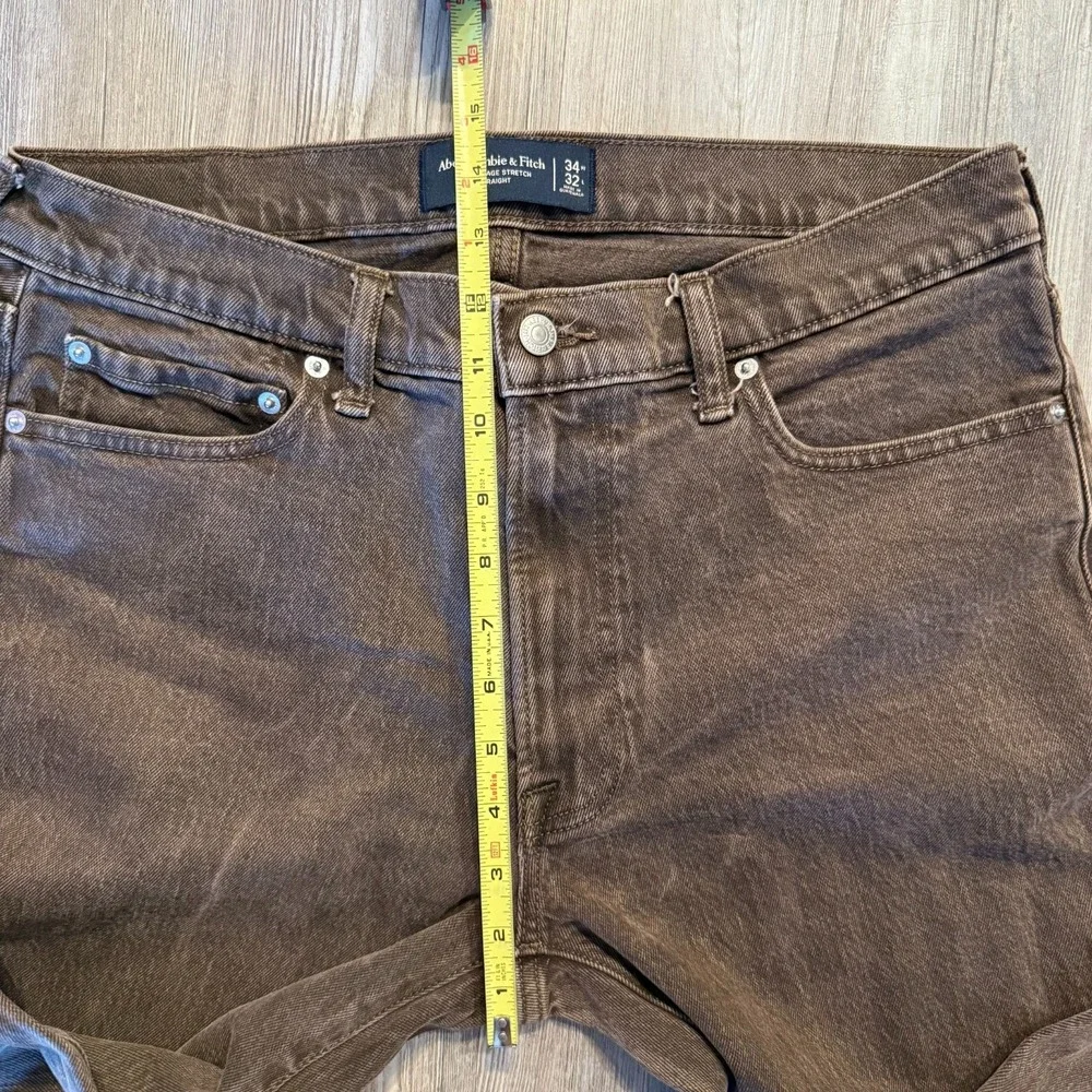 Abercrombie & Fitch Mens 34x32 Vintage Stretch Straight Brown Jeans